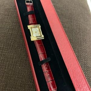 France L’Chic Watch with crystals and leather band